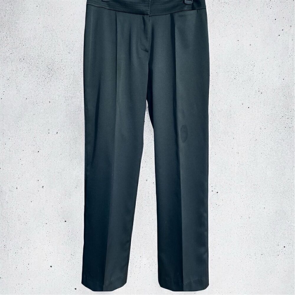 Park Bravo Women's Black Satin Finish Tuxedo Waistband Dress Pants Formal